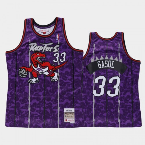 Men's Toronto Raptors #33 Marc Gasol Purple BAPE X Mitchell Classic Jersey