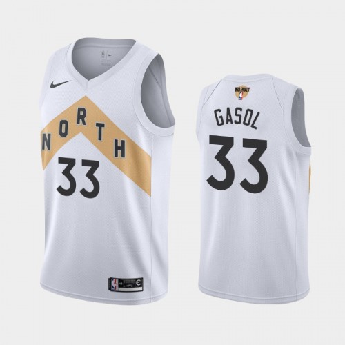 Men's Toronto Raptors #33 Marc Gasol White 2019 NBA Finals City Jersey