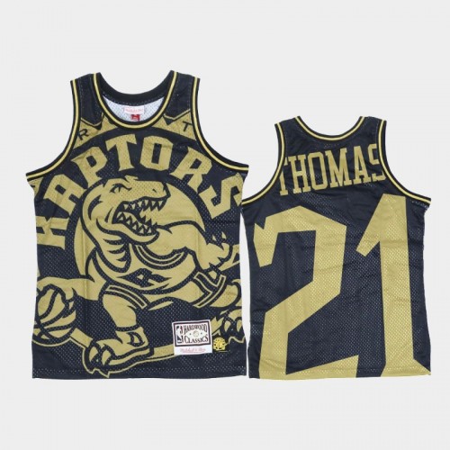 Toronto Raptors #21 Matt Thomas Black Gold Big Face Jersey - Hardwood Classics