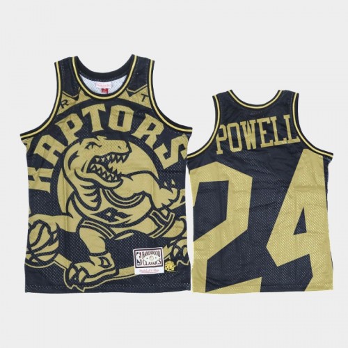 Toronto Raptors #24 Norman Powell Black Gold Big Face Jersey - Hardwood Classics