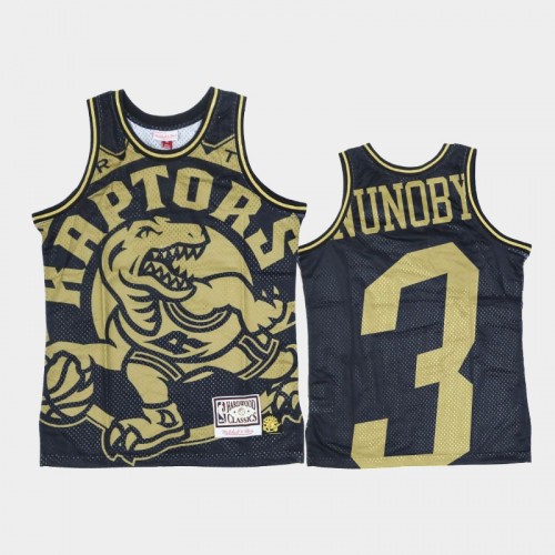 Toronto Raptors #3 OG Anunoby Black Gold Big Face Jersey - Hardwood Classics