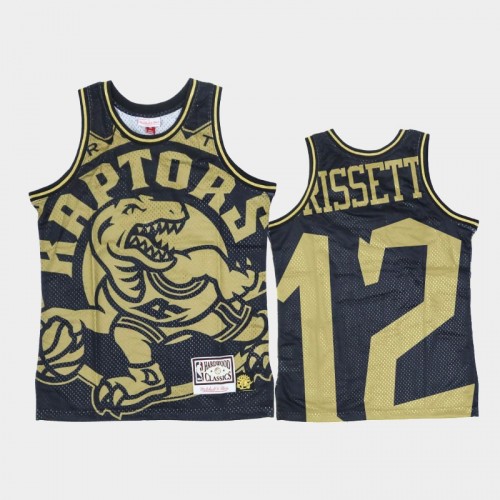 Toronto Raptors #12 Oshae Brissett Black Gold Big Face Jersey - Hardwood Classics