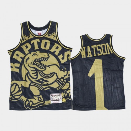 Toronto Raptors #1 Paul Watson Black Gold Big Face Jersey - Hardwood Classics