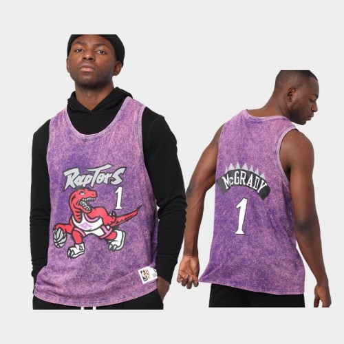 Toronto Raptors Tracy McGrady Men #1 Quintessential Purple Worn Out Tnak Jersey