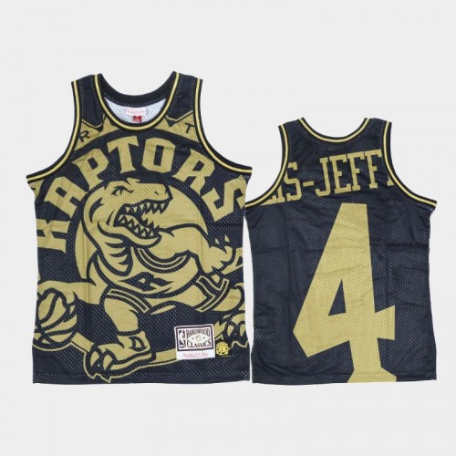 Toronto Raptors #4 Rondae Hollis-Jefferson Black Gold Big Face Jersey - Hardwood Classics