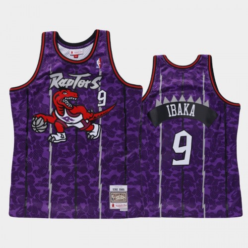 Men's Toronto Raptors #9 Serge Ibaka Purple BAPE X Mitchell Classic Jersey