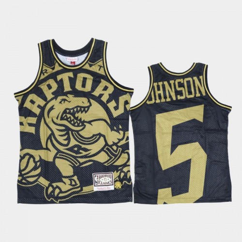 Toronto Raptors #5 Stanley Johnson Black Gold Big Face Jersey - Hardwood Classics