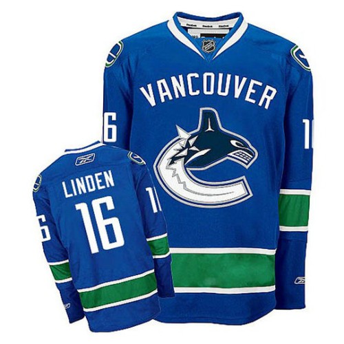 Trevor Linden #16 Navy Blue Home Jersey