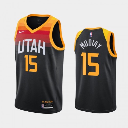 Men's Utah Jazz #15 Emmanuel Mudiay 2020-21 City Black Jersey