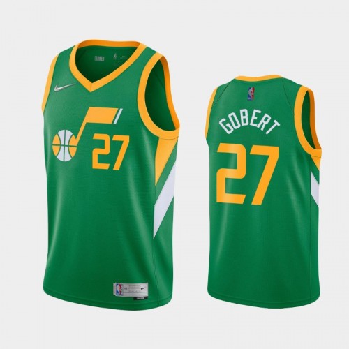 Men's Utah Jazz #27 Rudy Gobert 2021 Earned Green Jersey