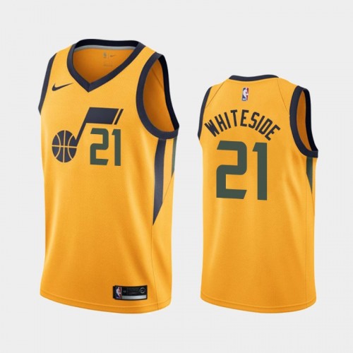 Utah Jazz Hassan Whiteside Men #21 Statement Edition 2021 Trade Gold Jersey