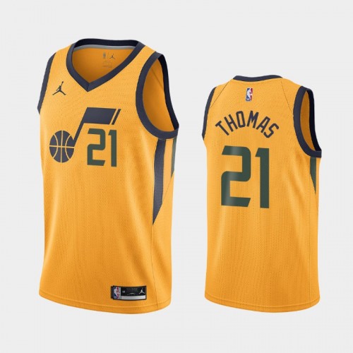 Men's Utah Jazz Matt Thomas #21 2021 Statement Yellow Jersey