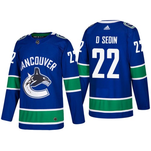 #22 Daniel Sedin Blue 2017-2018 Season Home Jersey