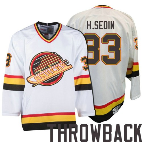 #33 Henrik Sedin White Premier Throwback Jersey