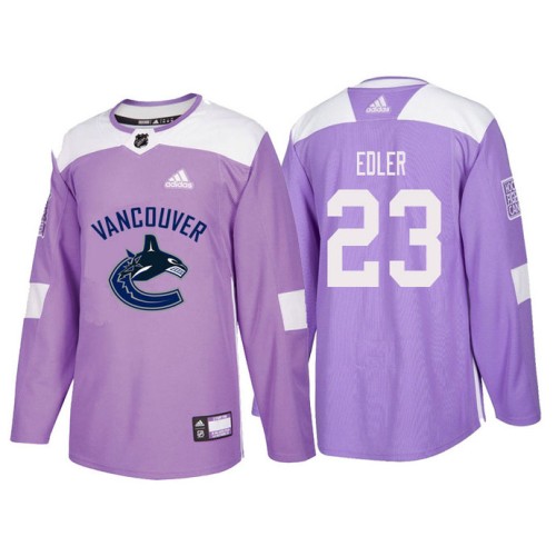 #23 Alexander Edler Purple Hockey Fights Cancer Authentic Jersey