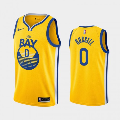 Men's Golden State Warriors #0 D'Angelo Russell Gold Statement The Bay Jersey