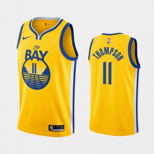 Men's Golden State Warriors #11 Klay Thompson Gold Statement The Bay Jersey