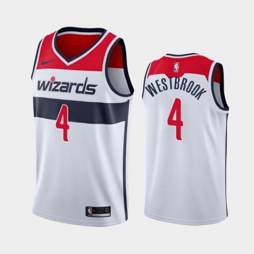 Men Washington Wizards Russell Westbrook #4 2020-21 Association 2020 Trade White Jersey