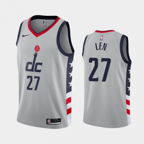 Men's Washington Wizards #27 Alex Len 2021 City Gray Jersey