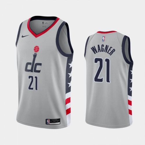 Men's Washington Wizards #21 Moritz Wagner 2020-21 City Gray Jersey