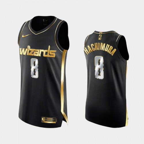 Men Washington Wizards #8 Rui Hachimura Black Golden Edition Authentic Limited Jersey