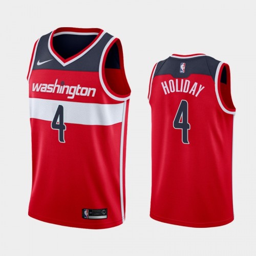 Washington Wizards Aaron Holiday Men #4 Icon Edition 2021 Trade Red Jersey