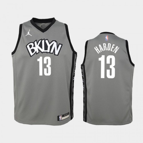 Youth 2020-21 Brooklyn Nets #13 James Harden Gray Statement Jersey