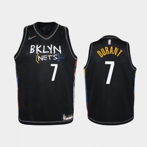 Youth 2020-21 Brooklyn Nets #7 Kevin Durant Black City Jersey