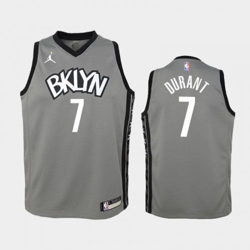 Youth 2020-21 Brooklyn Nets #7 Kevin Durant Gray Statement Jersey