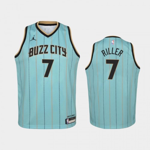 Youth 2020-21 Charlotte Hornets #7 Grant Riller Mint Green City Jersey
