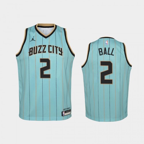 youth 2020-21 Charlotte Hornets #2 LaMelo Ball Mint Green City 2020 NBA Draft Jersey