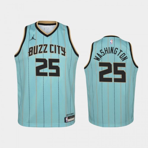 Youth 2020-21 Charlotte Hornets #25 P.J. Washington Teal Buzz City Jersey