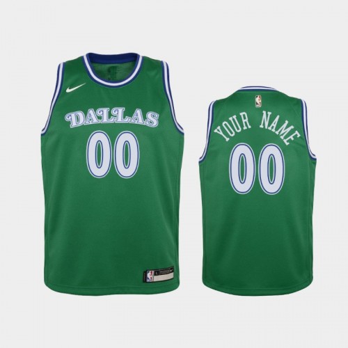 Youth 2020-21 Dallas Mavericks #00 Custom Green Hardwood Classics Jersey