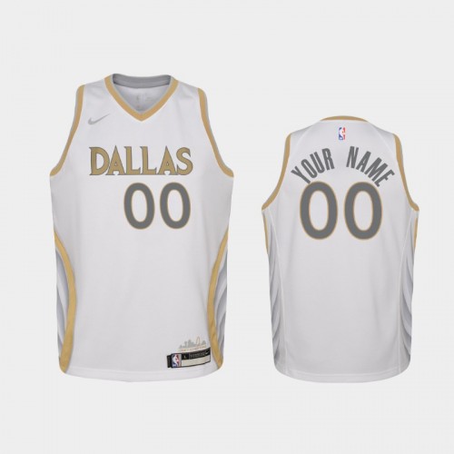 Youth 2020-21 Dallas Mavericks #00 Custom White City Jersey