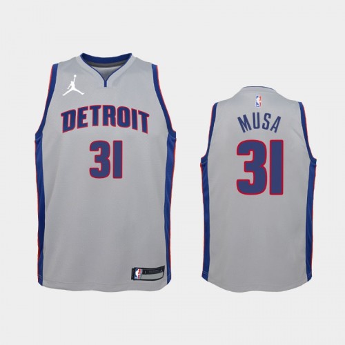 Youth 2020-21 Detroit Pistons #31 Dzanan Musa Silver Statement Jordan Brand Jersey
