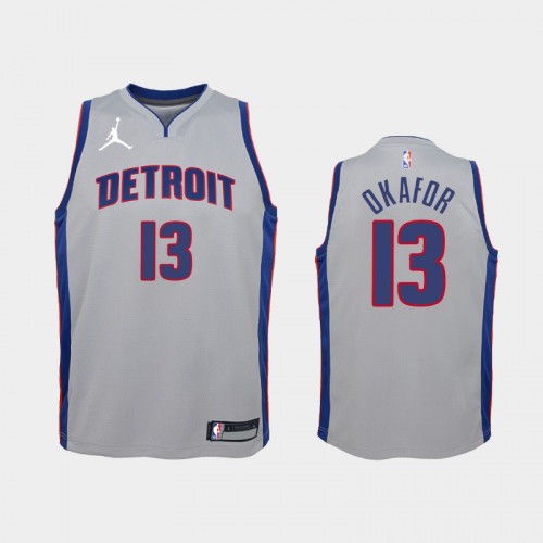 Youth 2020-21 Detroit Pistons #13 Jahlil Okafor Silver Statement Jordan Brand Jersey