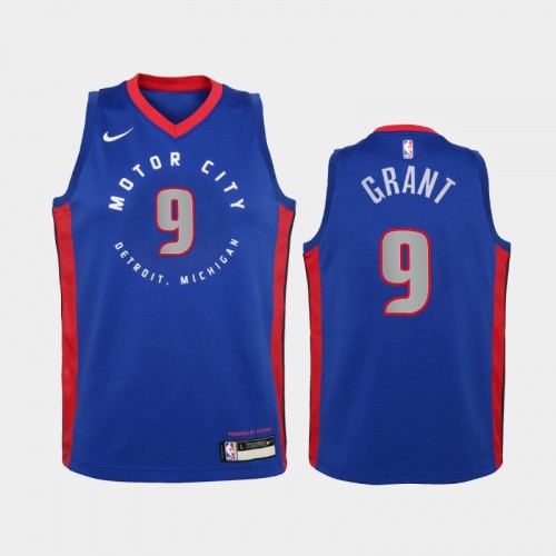 Youth 2020-21 Detroit Pistons #9 Jerami Grant Blue City New Uniform Jersey