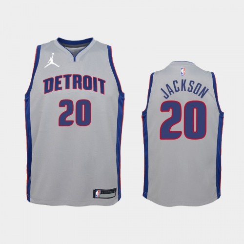 Youth 2020-21 Detroit Pistons #20 Josh Jackson Silver Statement Jordan Brand Jersey