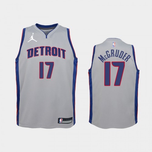 Youth 2020-21 Detroit Pistons #17 Rodney McGruder Silver Statement Jordan Brand Jersey