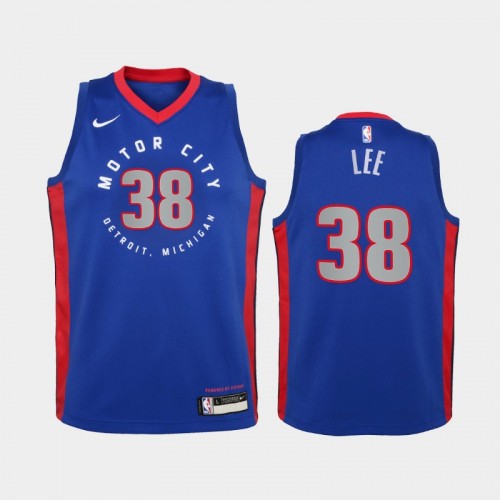 Youth 2020-21 Detroit Pistons #38 Saben Lee Blue City New Uniform Jersey