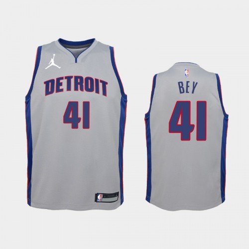 Youth 2020-21 Detroit Pistons #41 Saddiq Bey Silver Statement Jordan Brand Jersey