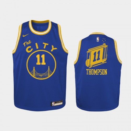 Youth 2020-21 Golden State Warriors #11 Klay Thompson Blue Hardwood Classics Jersey