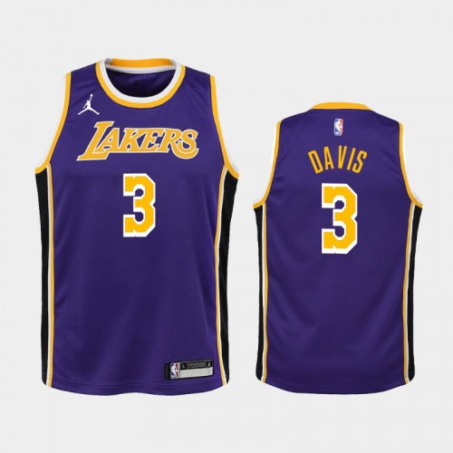 Youth 2020-21 Los Angeles Lakers #3 Anthony Davis Purple Statement Jersey