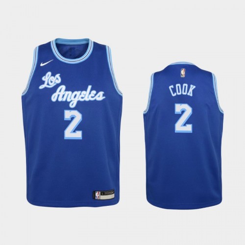 Youth 2020-21 Los Angeles Lakers #2 Quinn Cook Blue Hardwood Classics Jersey