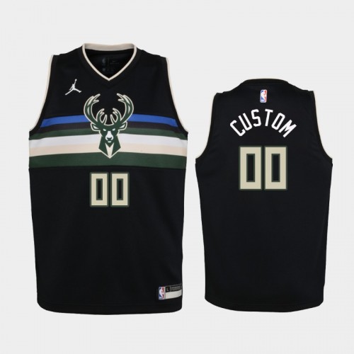Youth 2020-21 Milwaukee Bucks #00 Custom Black Statement Jordan Brand Jersey