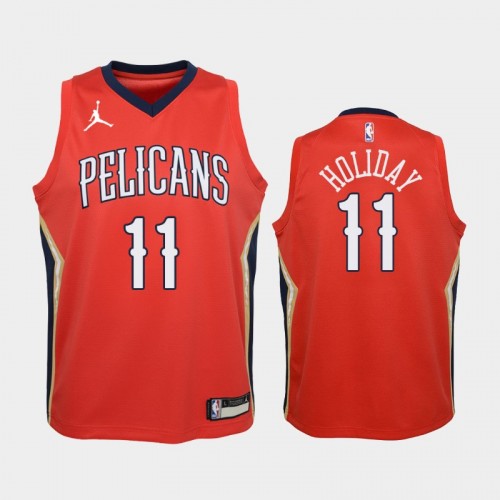 Youth 2020-21 New Orleans Pelicans #11 Jrue Holiday Red Statement Jordan Brand Jersey