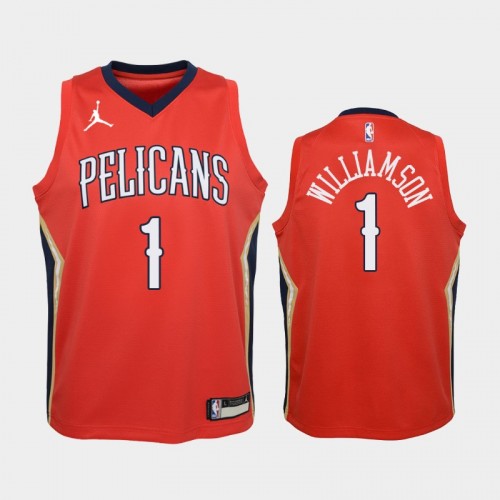Youth 2020-21 New Orleans Pelicans #1 Zion Williamson Red Statement Jordan Brand Jersey