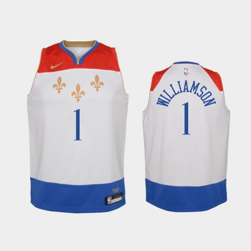 youth 2020-21 New Orleans Pelicans #1 Zion Williamson White City Edition Jersey
