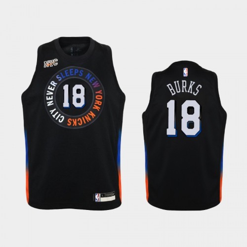 Youth 2020-21 New York Knicks #18 Alec Burks Black City Jersey