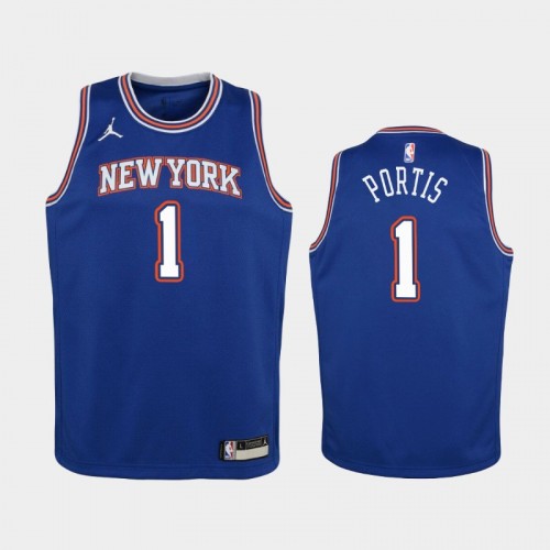 Youth 2020-21 New York Knicks #1 Bobby Portis Blue Statement Jordan Brand Jersey